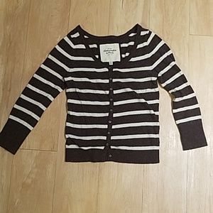 A&F Brown and White Striped Cardigan